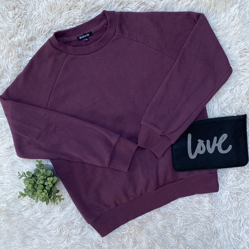 Mix Matchy Crewneck Fleece Sweatshirt 💗 Eggplant Purple